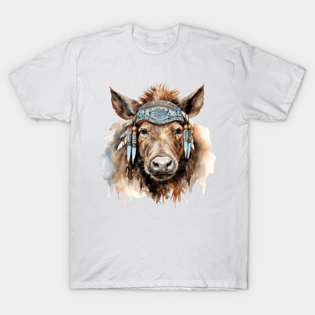 Watercolor Boho Wild Pig T-Shirt by Chromatic Fusion Studio